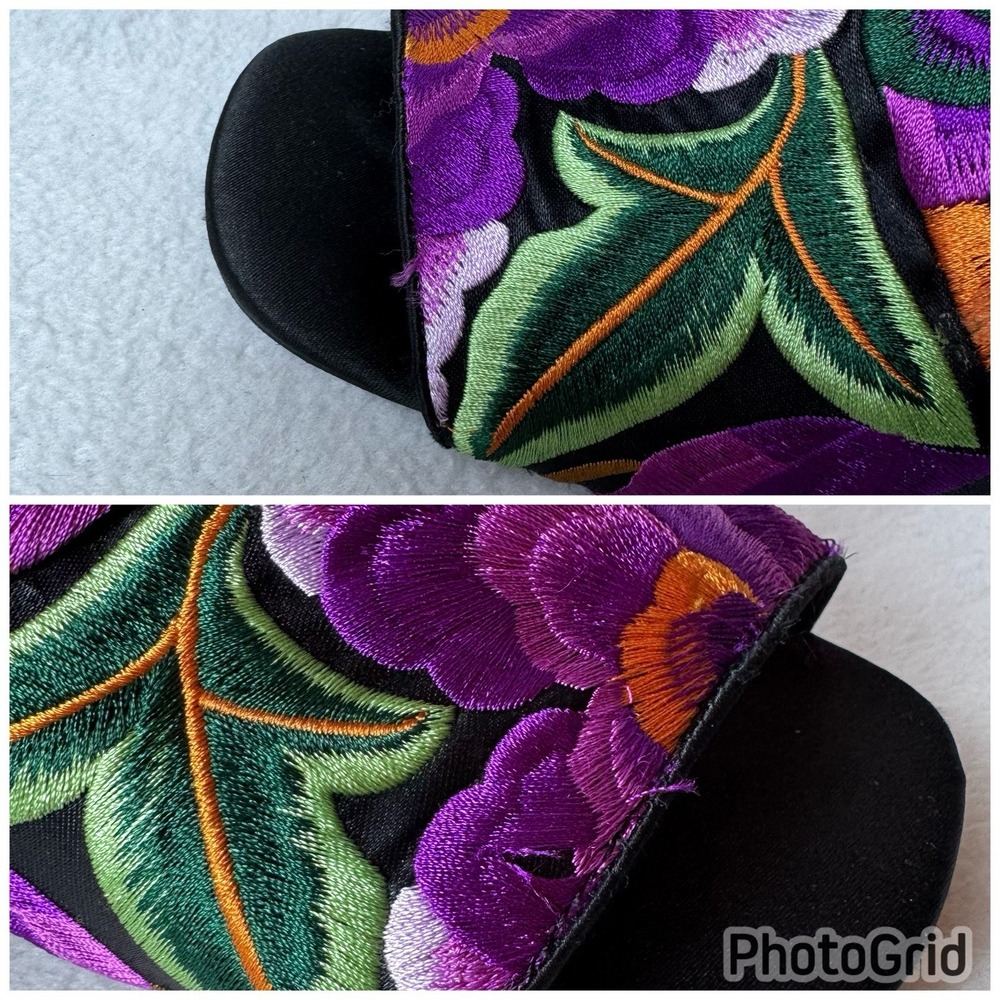 Jeffrey Campbell Floral Bird Embroidered Mules Heels Women's 10 Boho Purple - Picture 6 of 14